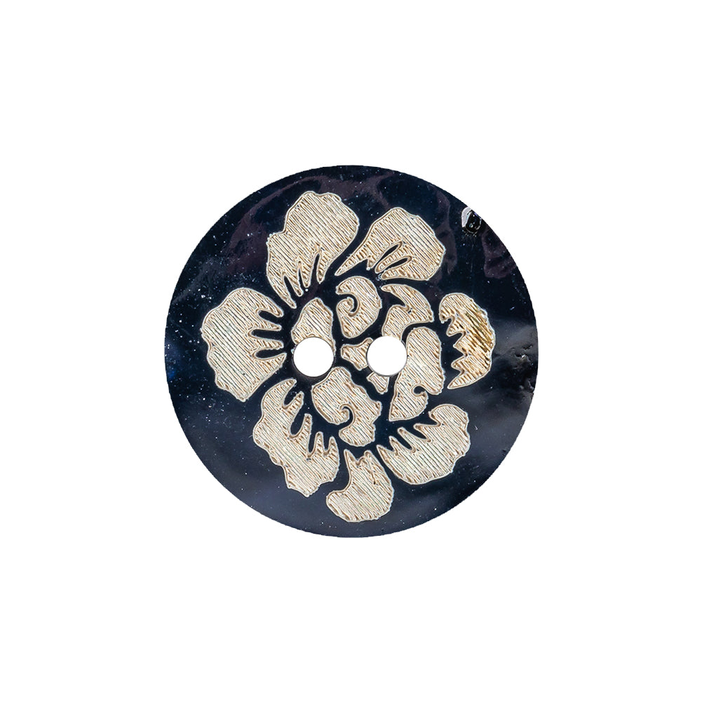 Sapphire and Ivory Iridescent Lacquered Floral 2-Hole Shell Button - 36L/23mm - Joann Fabrics