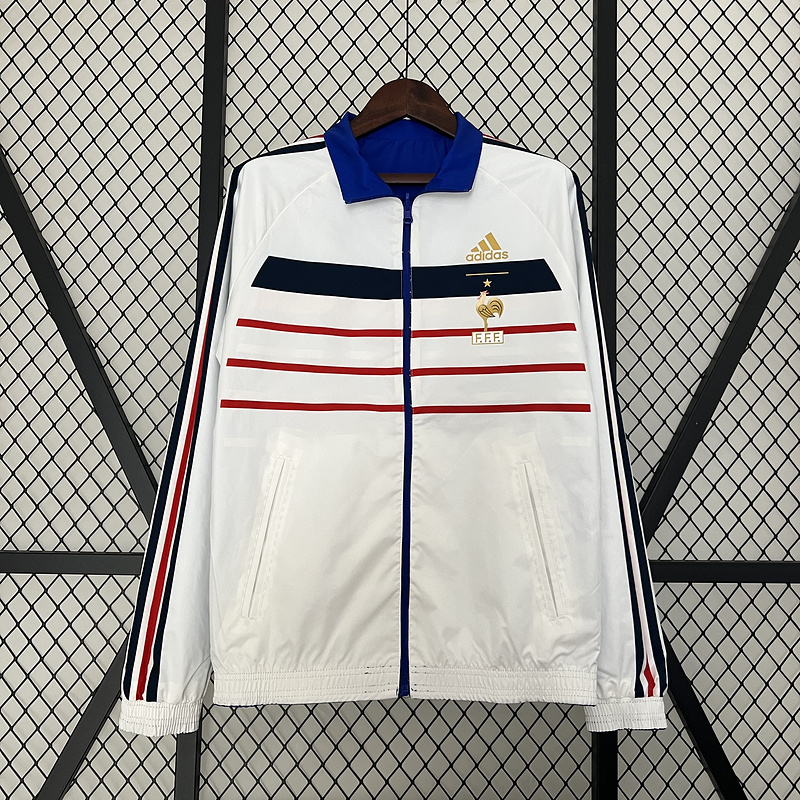 2024 France  (White-Blue) Reversible Windbreaker Soccer Jersey 1:1 Thai Quality