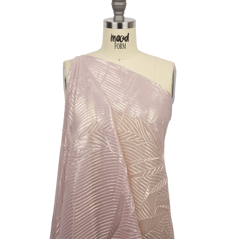 Polyester Chiffon with Abstract Pleats and Gold Foil - Pink - Melia Collection - Joann Fabrics