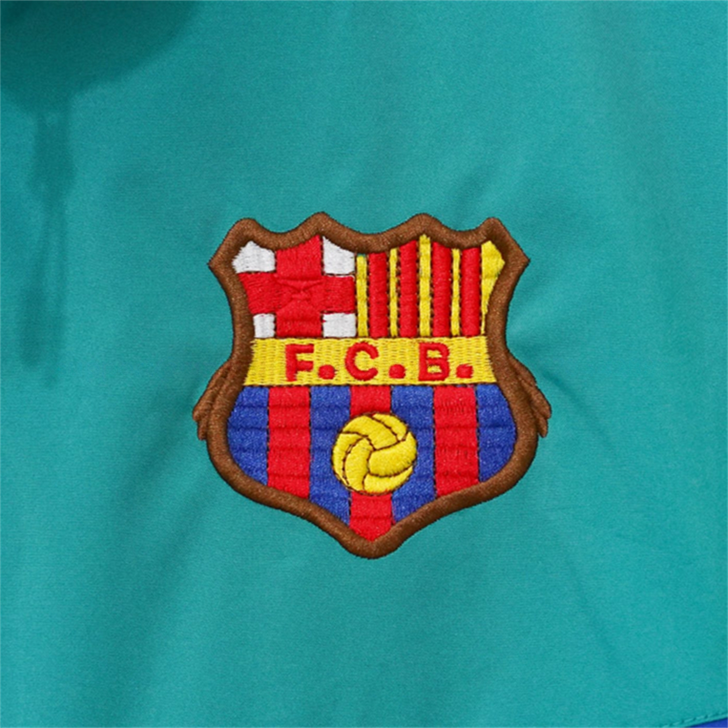 Retro Barcelona 1995-97 Windbreaker Jacket - Cyan And Black - UnitedFutballJersey