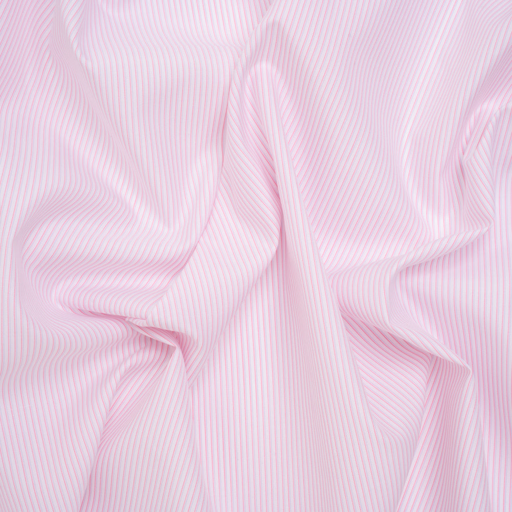 Cotton Twill Shirting - Light Pink, Pale Blue and White Shadow Pinstripes - Deadstock - Joann Fabrics