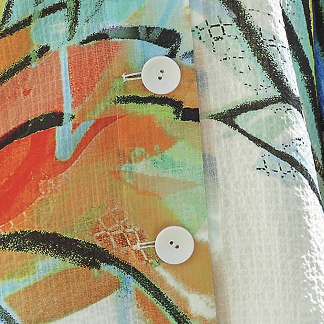 Artsy Floral Top, Button Front, 3/4 Sleeves, Flared Cuffs - Northstyle Catalog