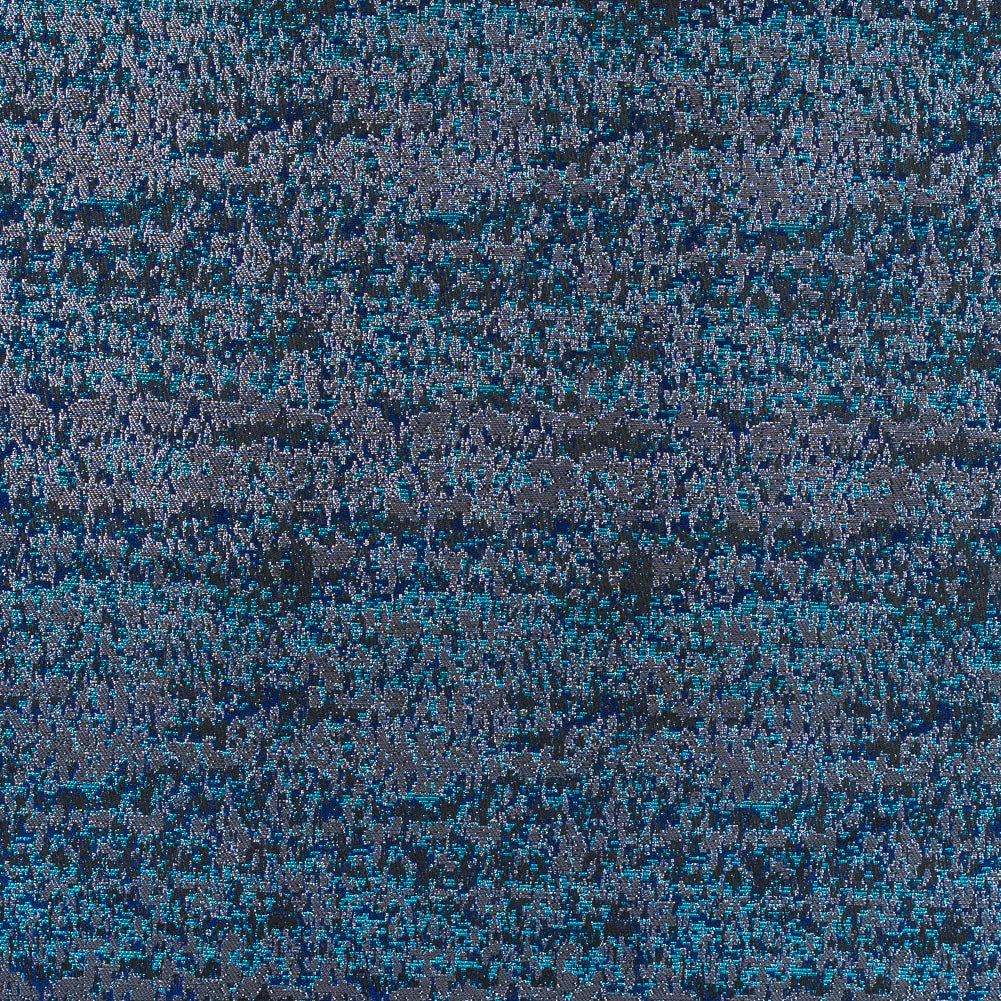 Metallic Dazzling Blue, Tropical Green and Silver Abstract Brocade - Joann Fabrics