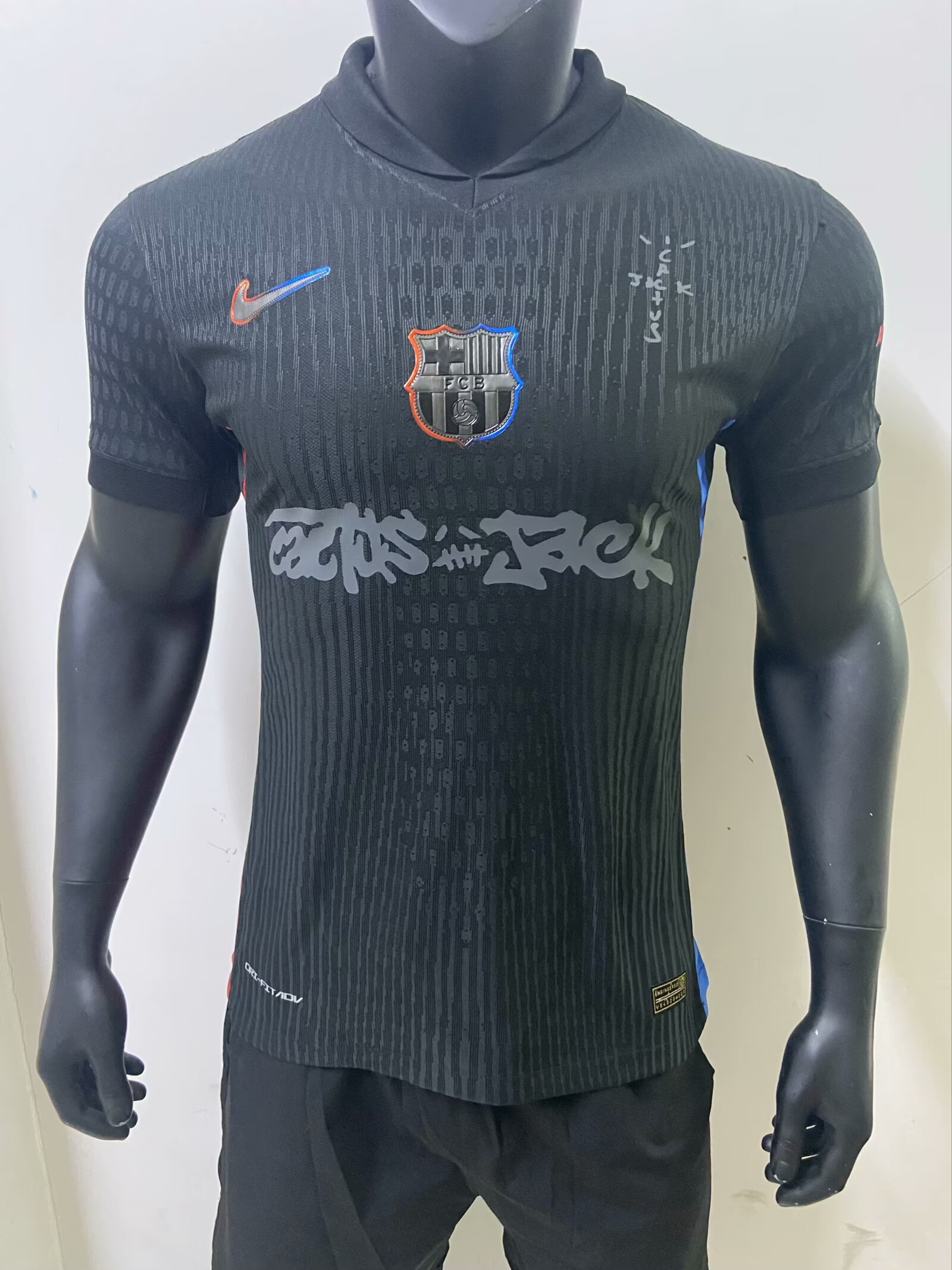 2024/2025 Player Version Barcelona x Travis Scott Collab Away Black Advertising Football Shirt 1:1 Thai Quality