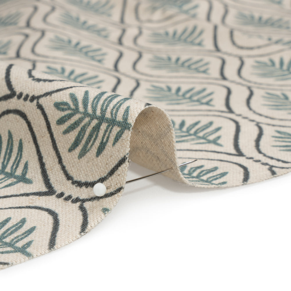 Cotton and Linen Canvas Print - Indigo Leaf Motif - British Imported - Joann Fabrics