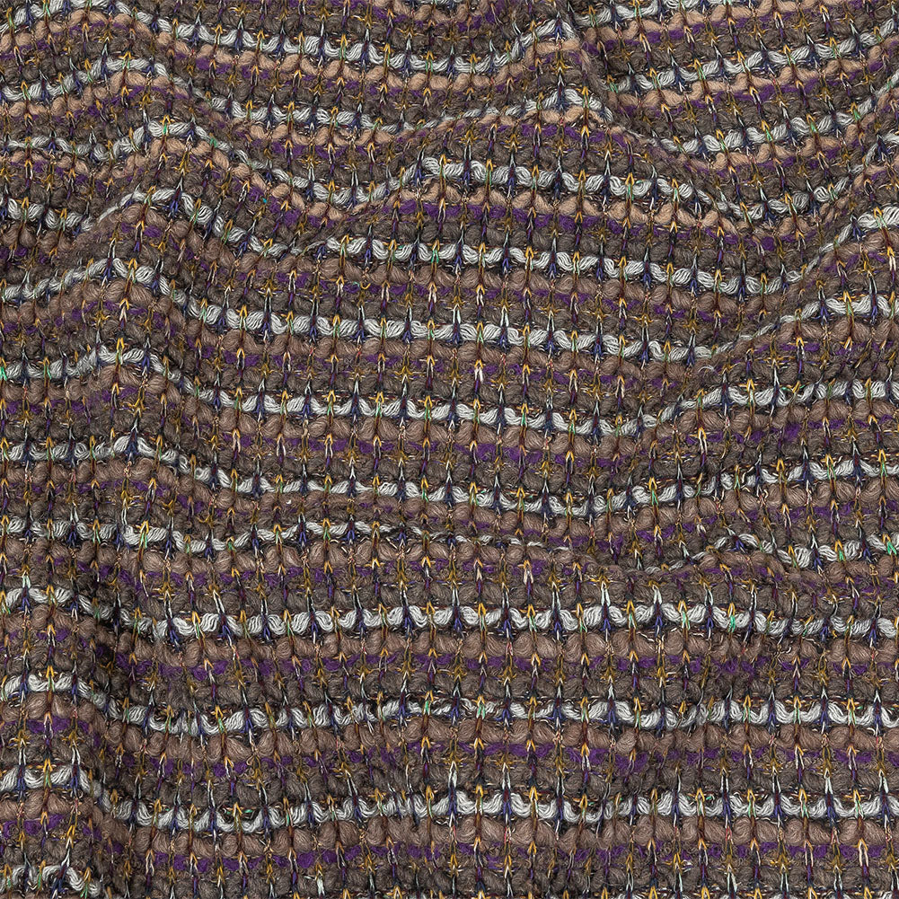 Warm Gray, Grape and Metallic Silver Striped Chunky Blended Wool Sweater Knit - Joann Fabrics