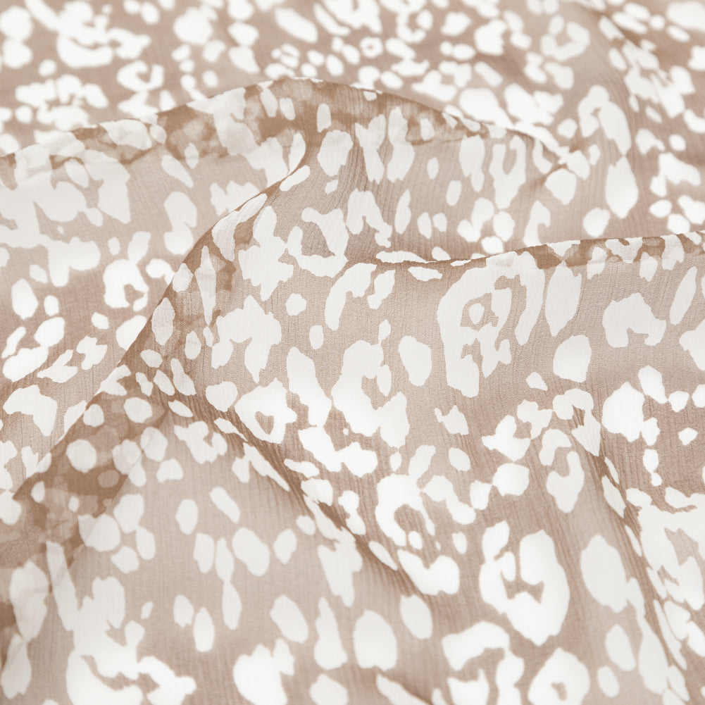 Wicker Ground and Cream Cobb Abstract Crinkled Silk Chiffon - Joann Fabrics