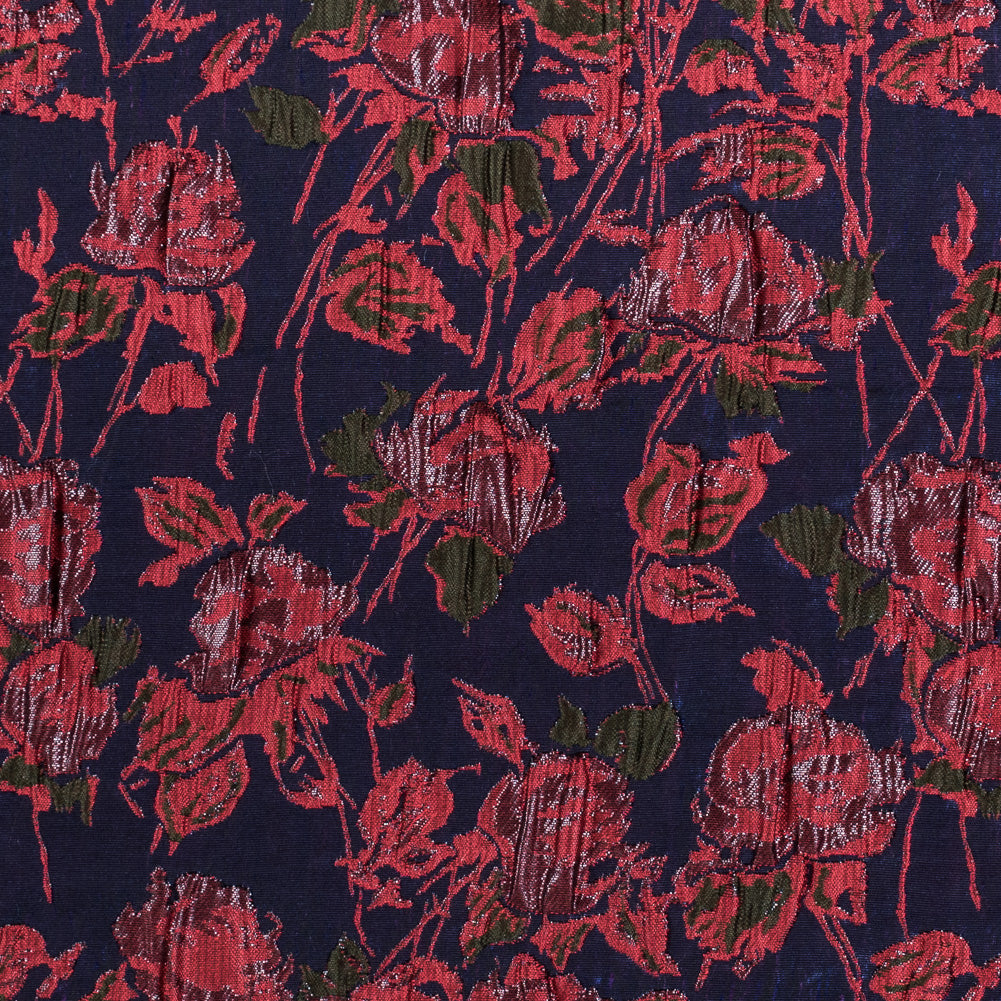 Metallic Coral/Blue/Green Floral Brocade - Joann Fabrics