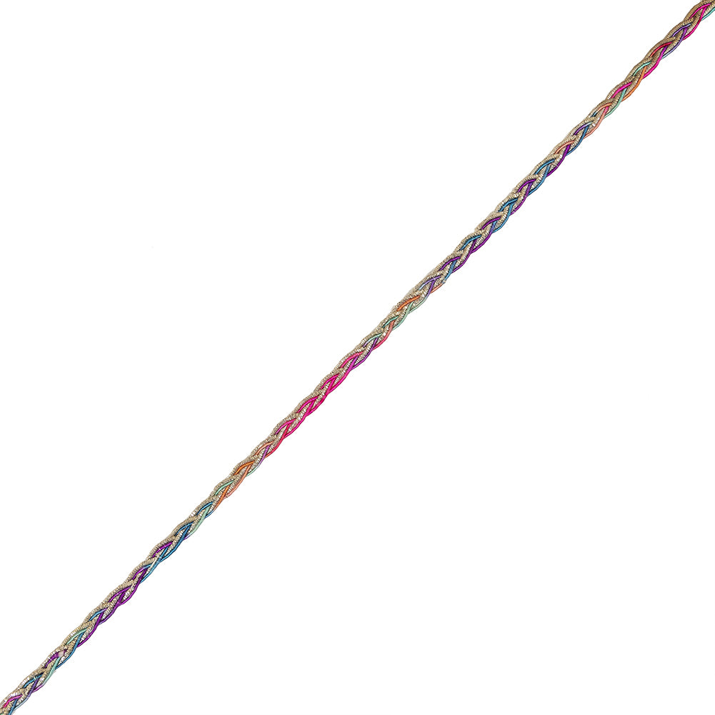 Vintage Metallic SIlver and Multicolor Braided Trim - 0.25