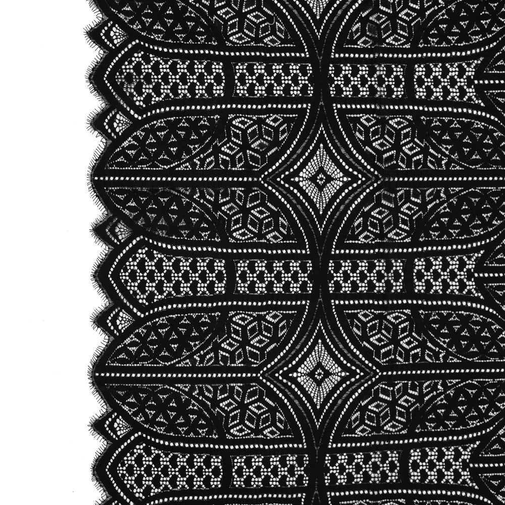 Lace with Finished Eyelash Edges - Black Geometric - Joann Fabrics