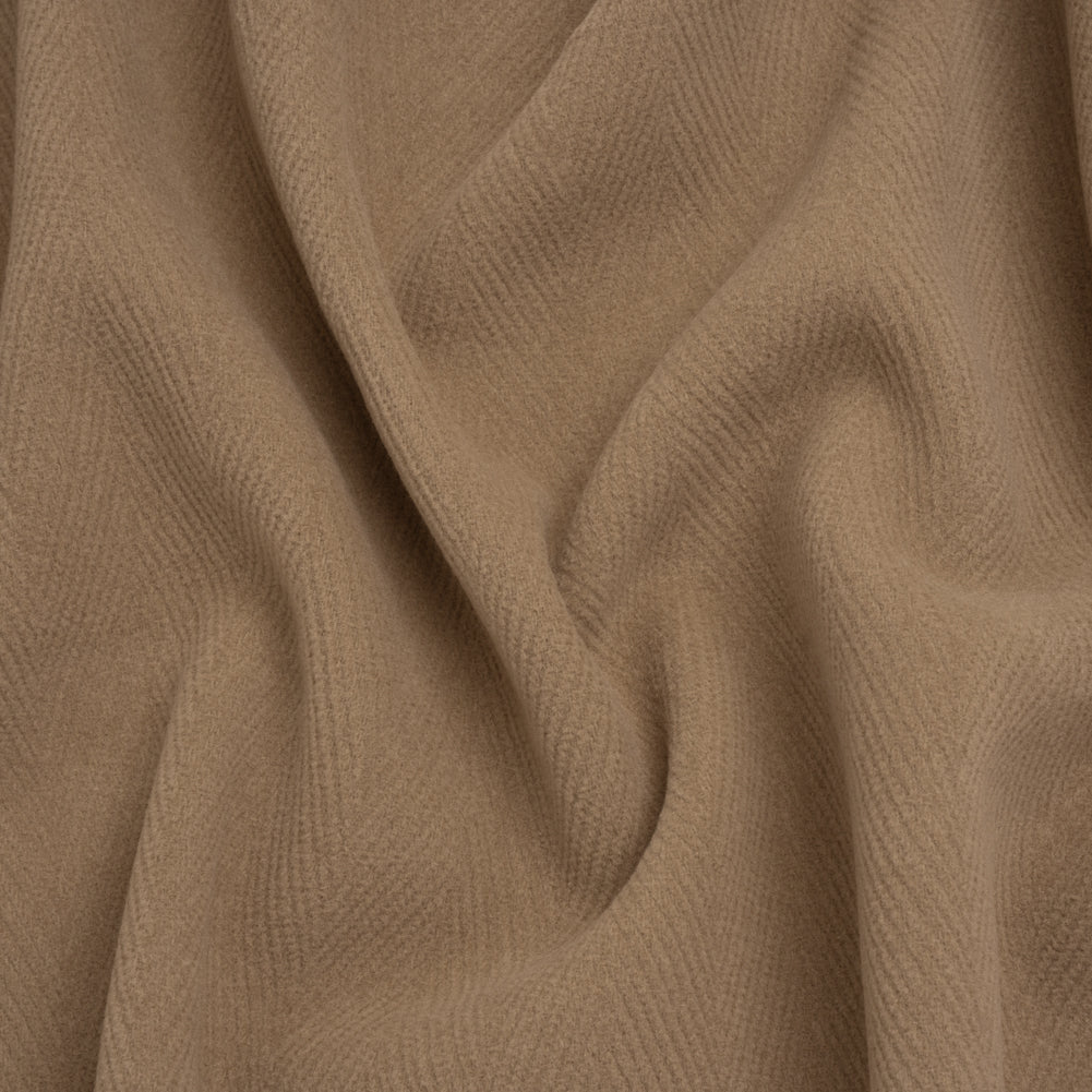 Wool Blend Herringbone Twill Coating Made in Italy - Tan - Deadstock - Joann Fabrics