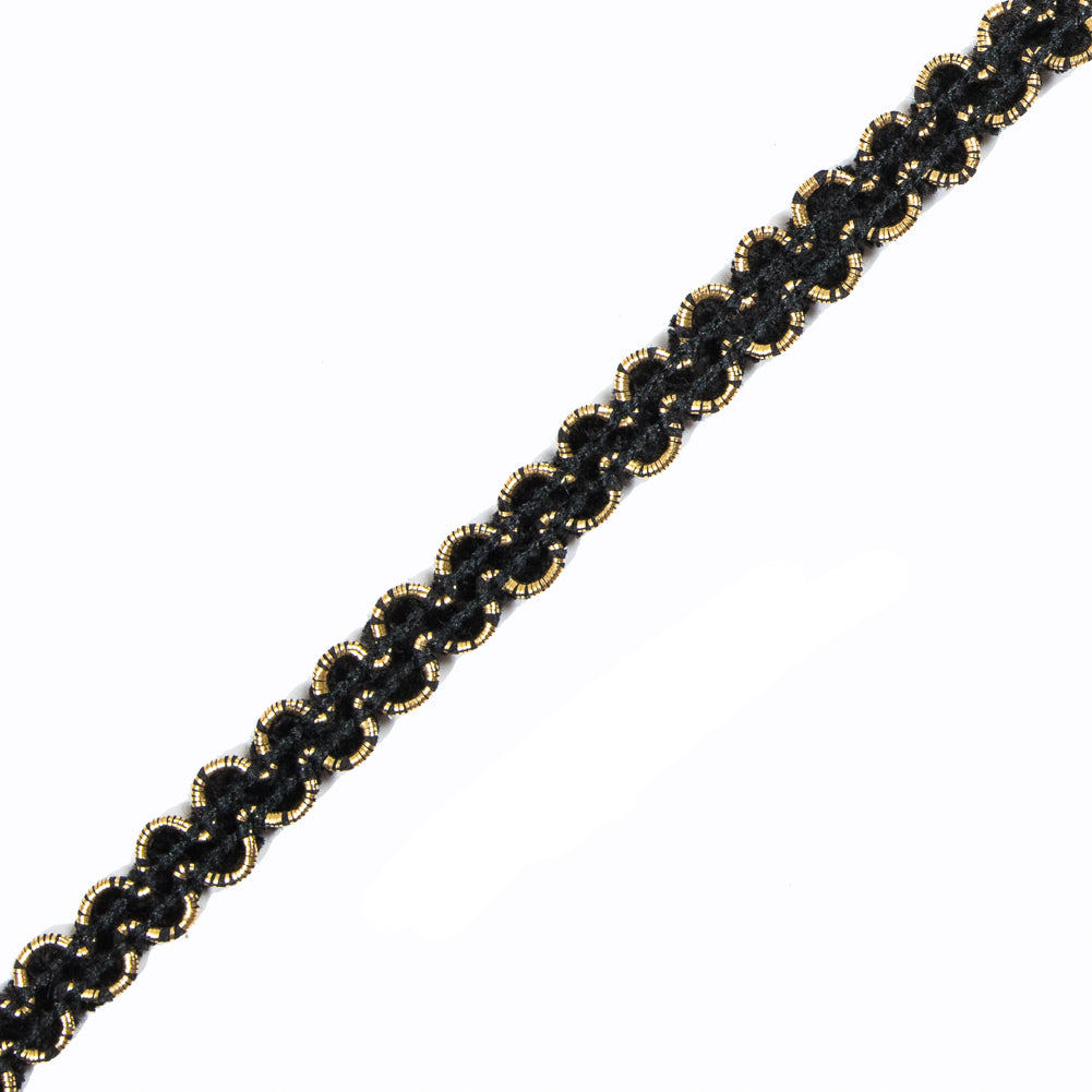 Gold and Black Metallic Ric Rac Trim - 0.5
