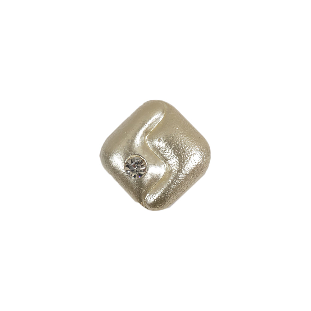 Vintage Pearl Finished Shank Back Square Glass Button with Rhinestone - 22L/14mm - Joann Fabrics