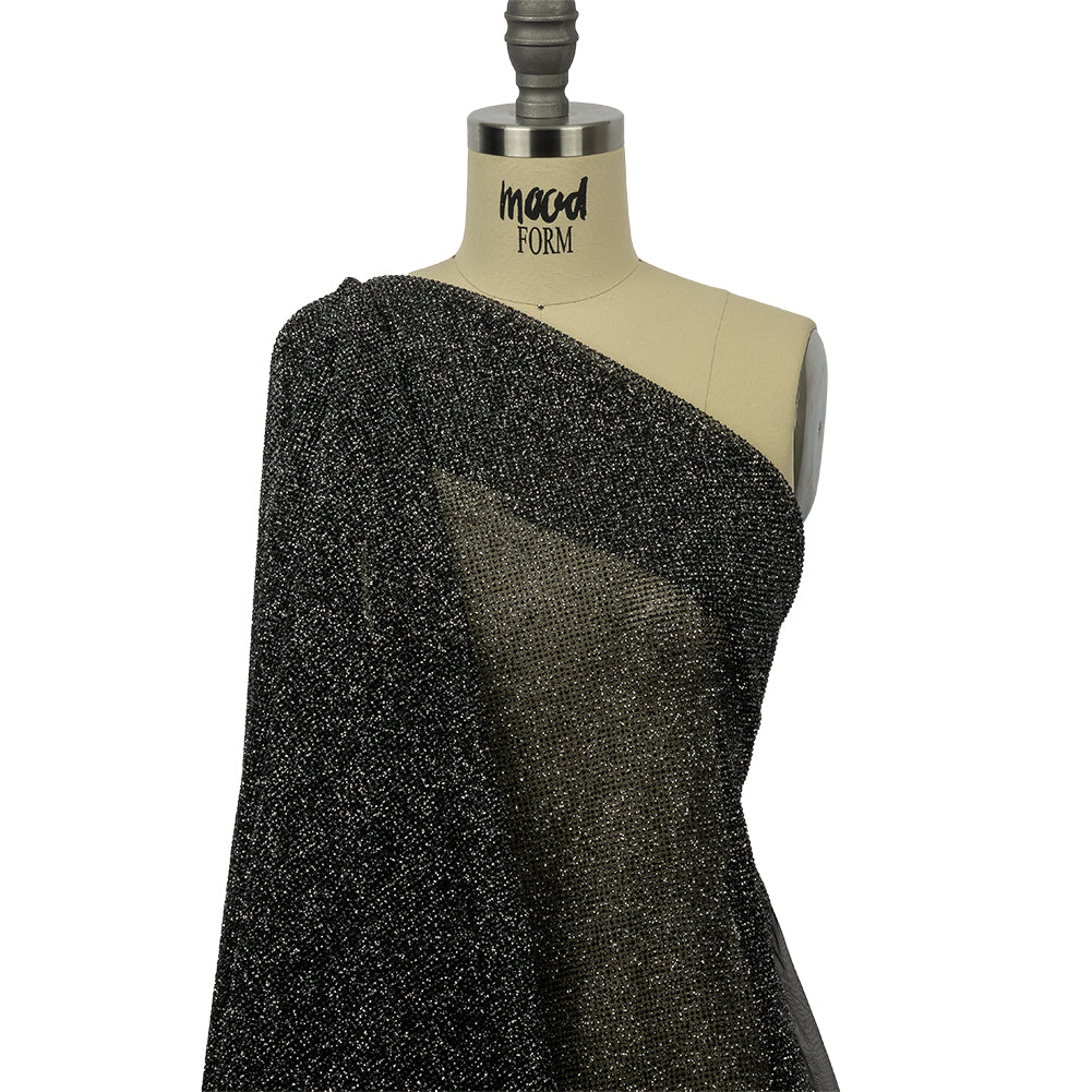 3D Puffy Glitter Tulle - Black and Silver Packed Polka Dots - Joann Fabrics