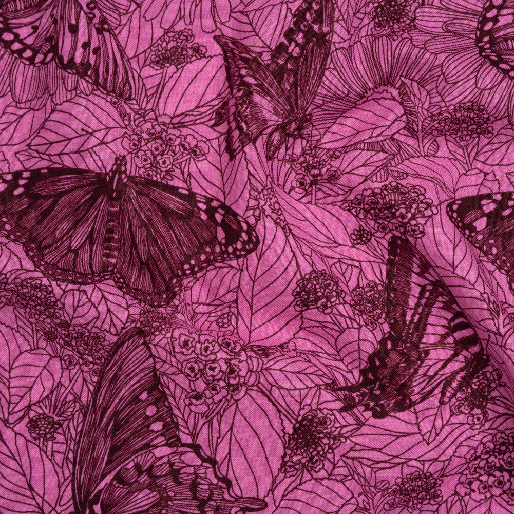 Printed Quilting Cotton by Anna Maria Textiles for Northcott - Candy Winging It Butterflies and Flowers - Indelible Ink Collection - Joann Fabrics