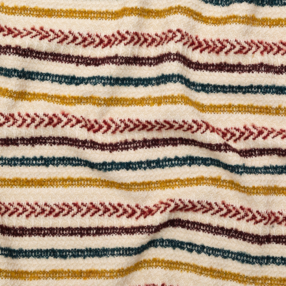 Italian Ivory, Maroon, Cumin and Teal Striped Blended Tweed - Joann Fabrics