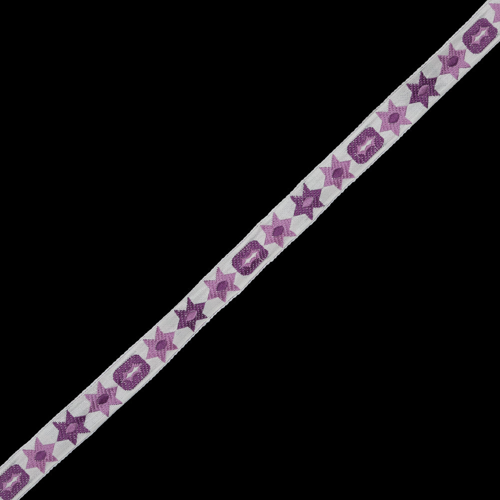 Purple Geometric Jacquard Ribbon - 0.5