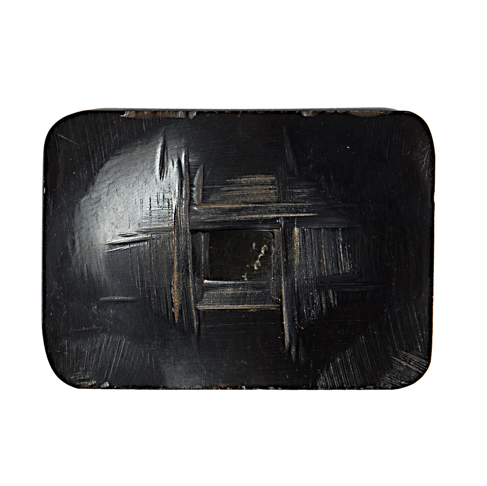 Black Rectangular Horn Coat Button - 0.875