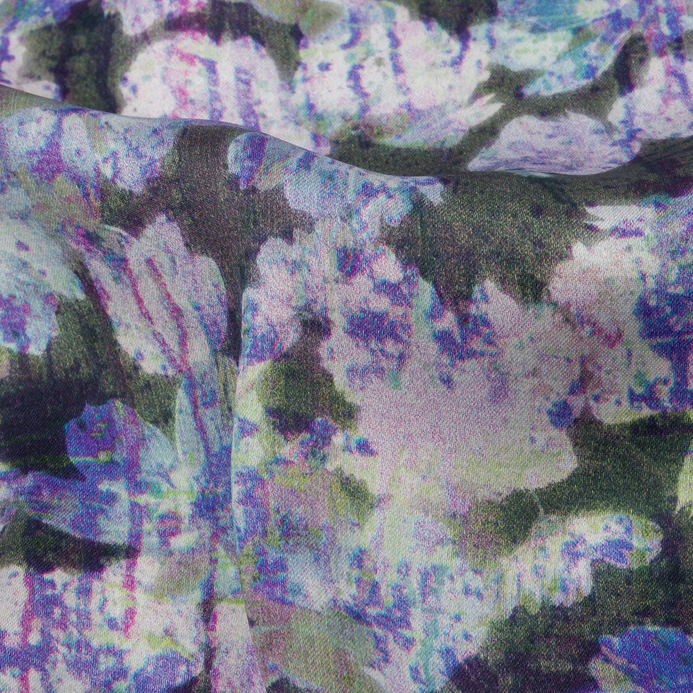 Polyester Charmeuse Print - Purple and Gray Dripping Florals - Mood Exclusive Botanical Trip - Joann Fabrics