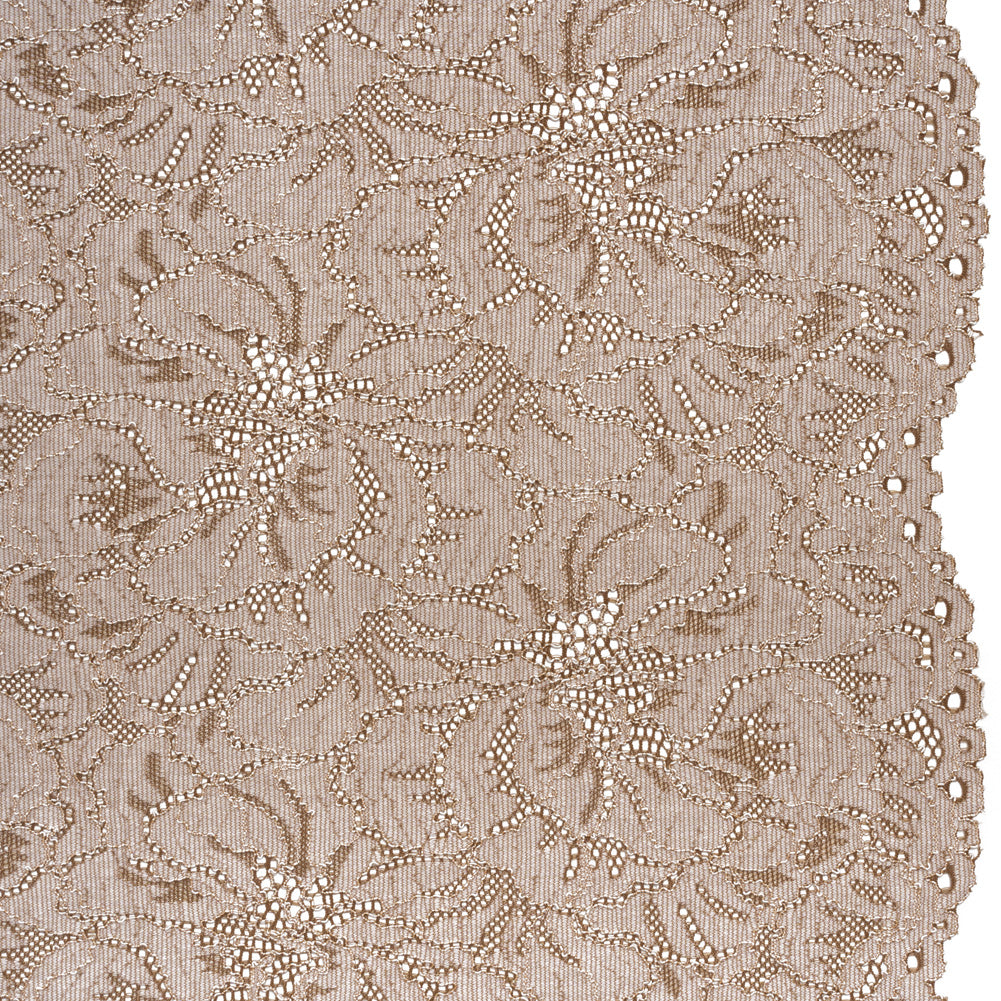 Stretch Corded Lace with Finished Edges - Cub Brown and Natural Bold Blooming Florals - Dania Collection - Joann Fabrics