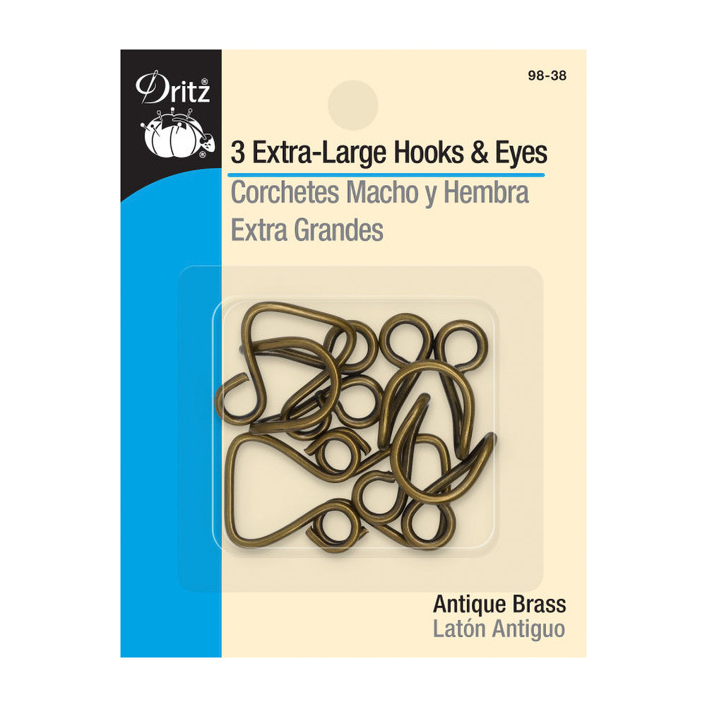 Dritz Extra-Large Hooks & Eyes - Antique Brass - 3 Sets - Joann Fabrics