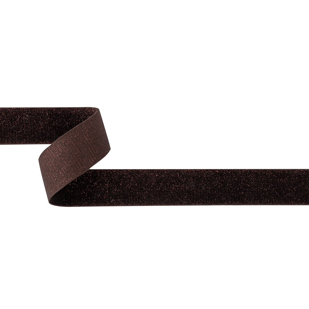 Chocolate Brown and Amber Glitter Velvet Trim - 1