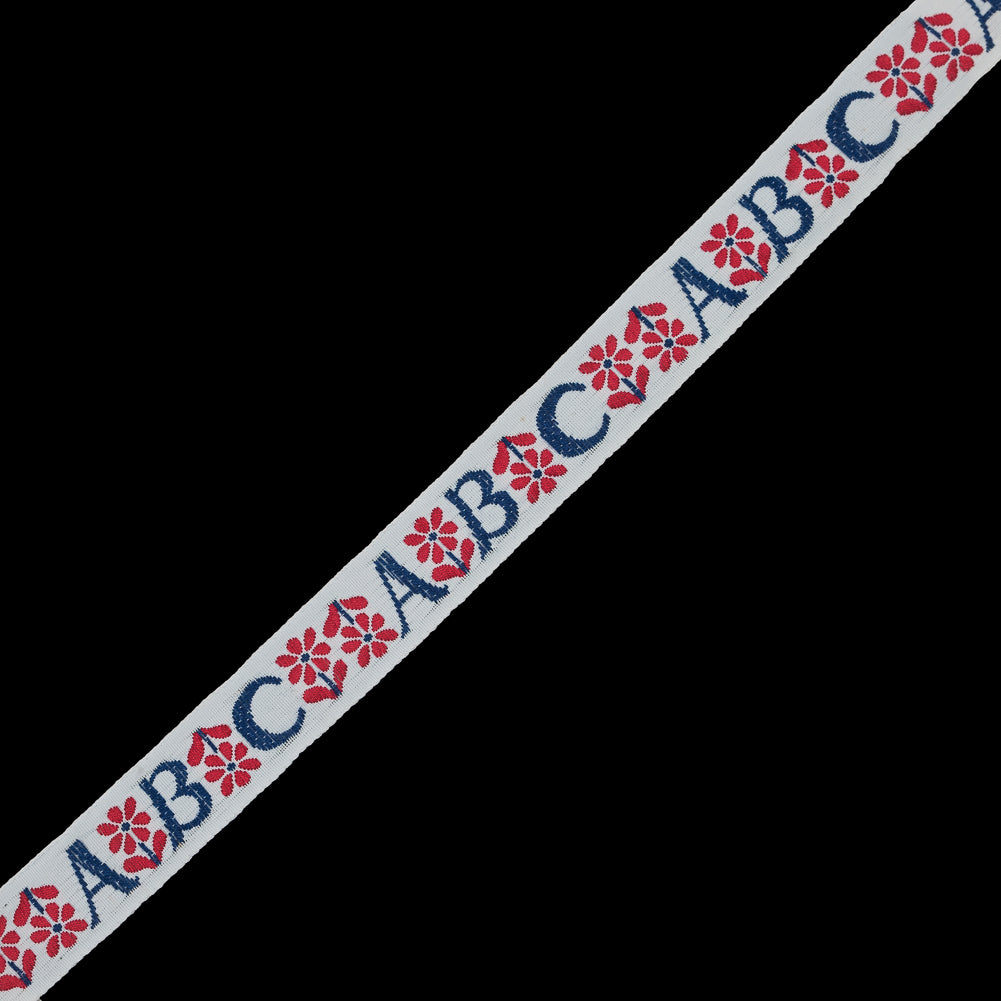 Red, White and Blue ABC Jacquard Ribbon - 1