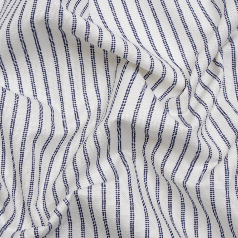 Slubbed Cotton Canvas Print - French Navy Candy Striped - British Imported - Joann Fabrics