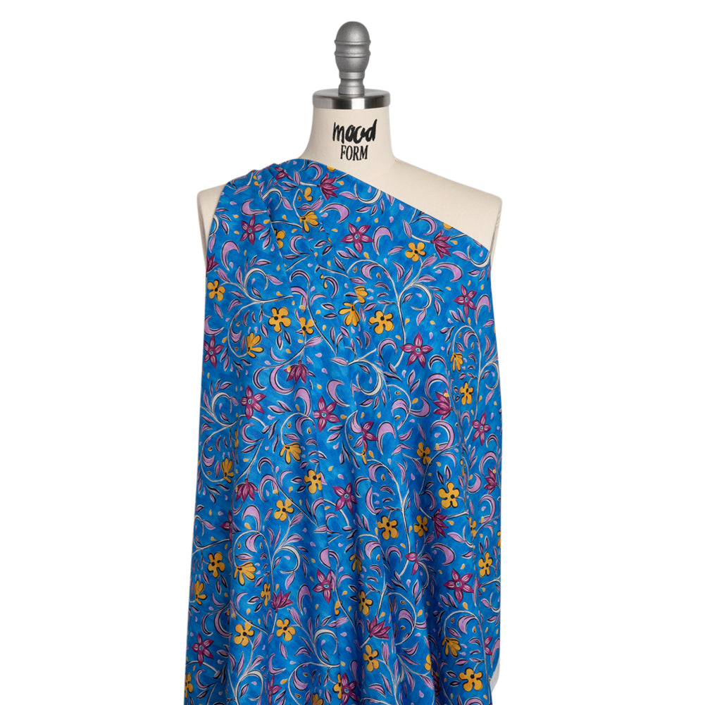 Cotton Voile - Blue and Yellow Floral - Apollo's Laurel Print - Mood Exclusive Chariot Collection - Joann Fabrics
