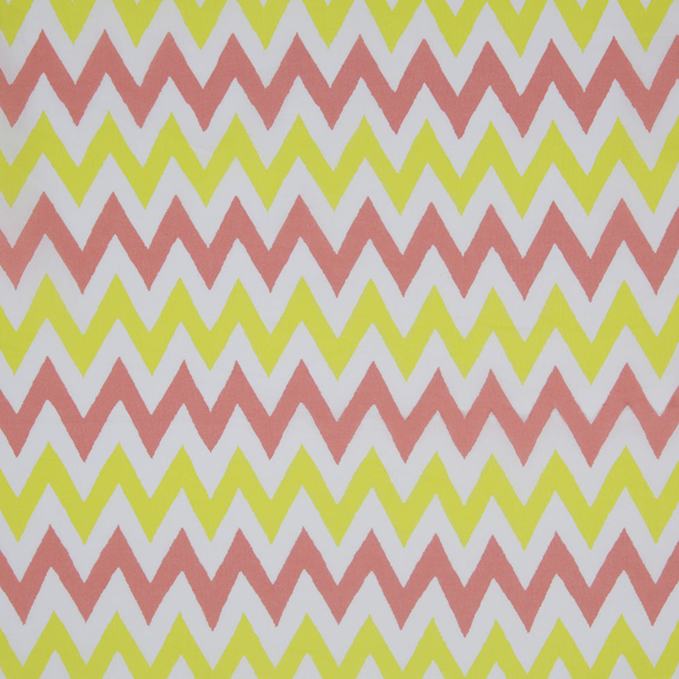 Yellow/Coral/White Zig-Zag Printed Cotton Poplin - Joann Fabrics