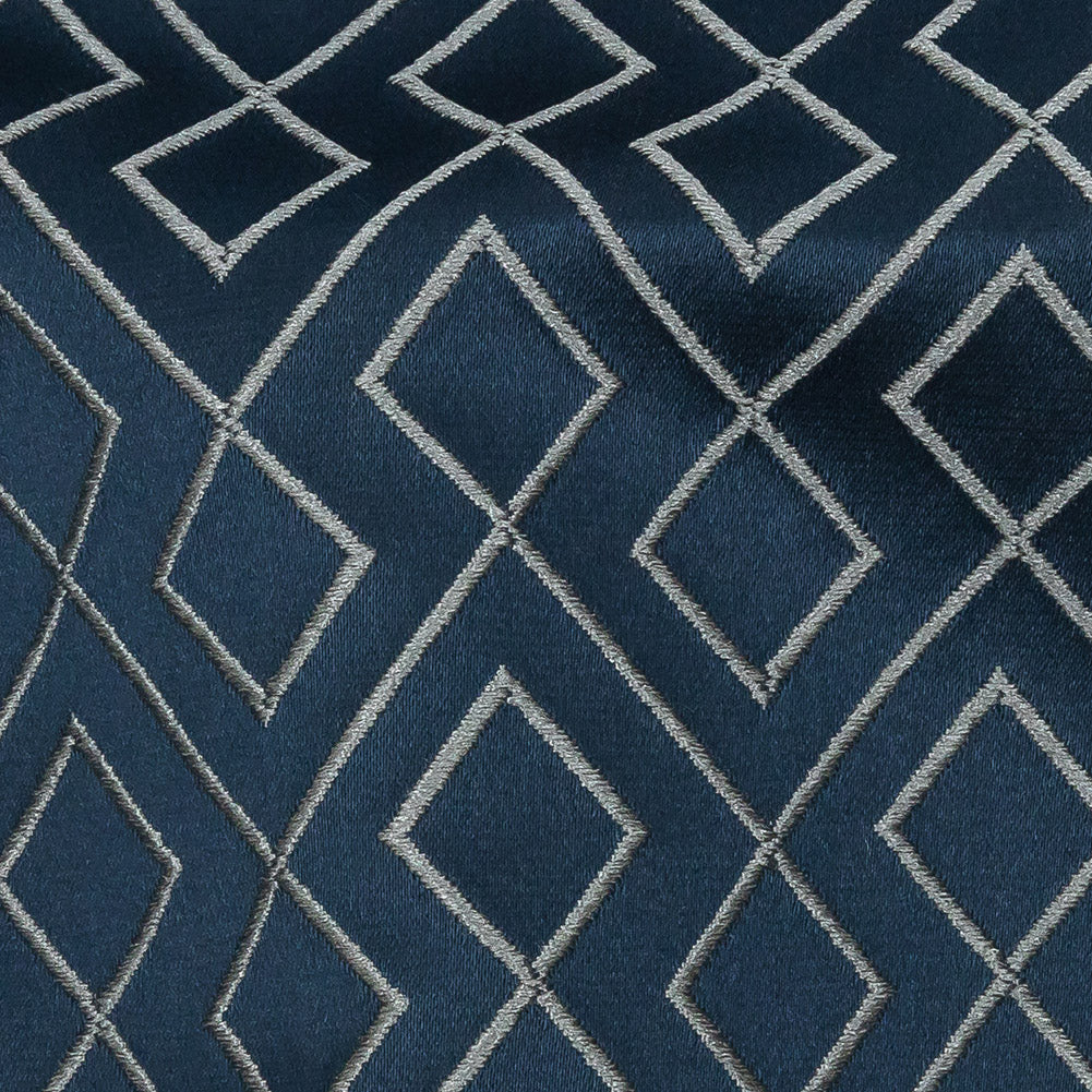 Satin-Faced Jacquard - Indigo Diamond Fret - British Imported - Joann Fabrics