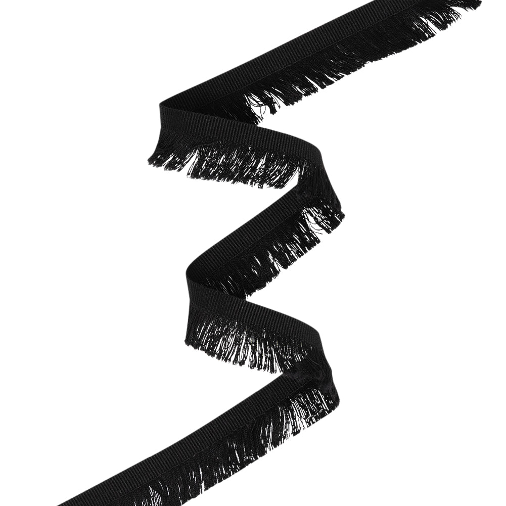 Cotton Grosgrain Ribbon with Fringe Made in Italy - 0.875