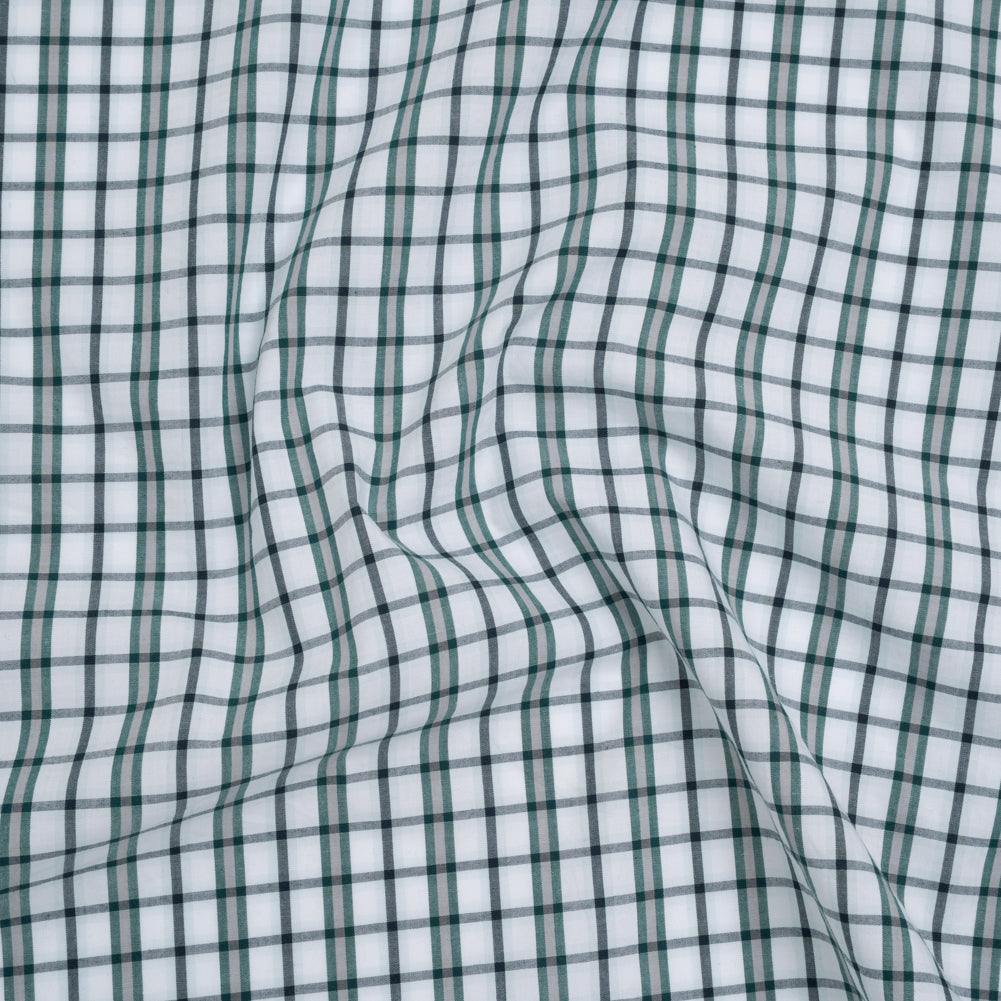 Cotton Shirting - Black, Green and White Shadow Plaid - Deadstock - Joann Fabrics
