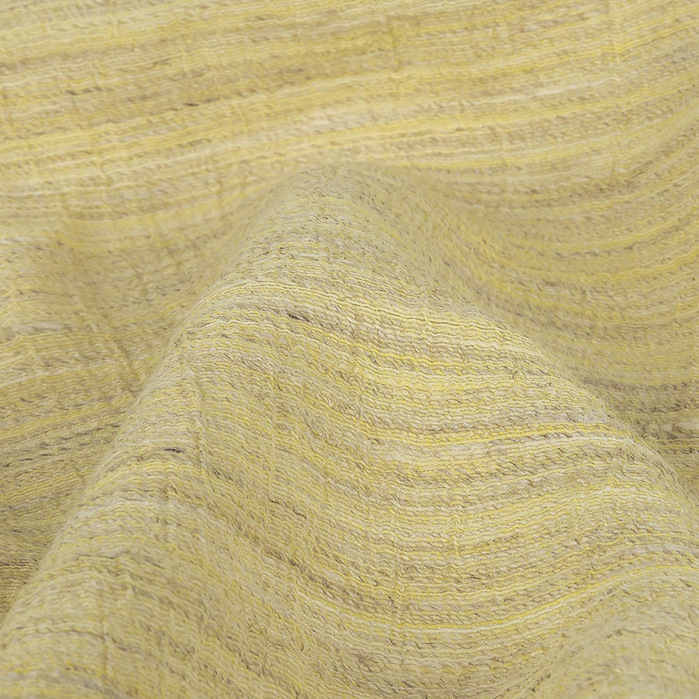 Pale Lemon, Ivory and Beige Striated Crinkled Linen and Polyester Double Cloth - Joann Fabrics