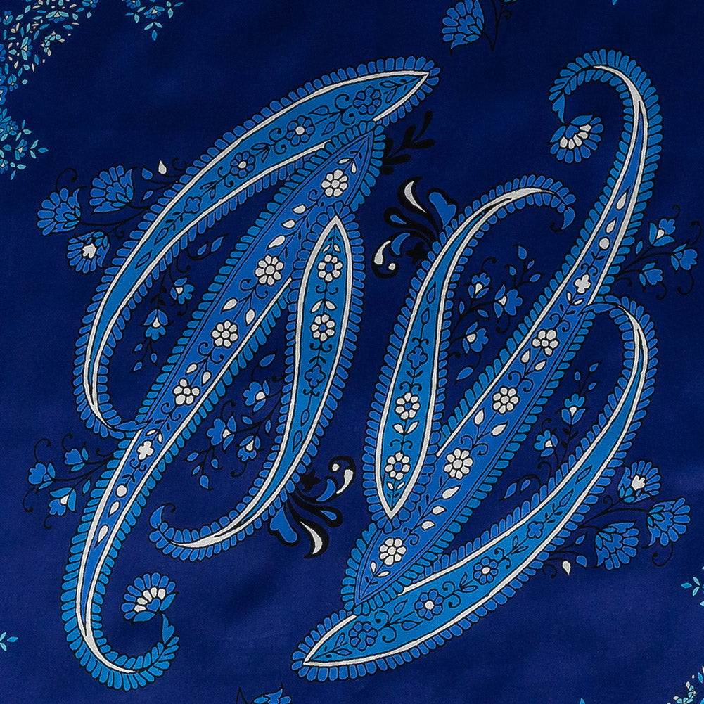 Mood Exclusive Italian Royal Blue Paisley Digitally Printed Silk Charmeuse Panel - Joann Fabrics