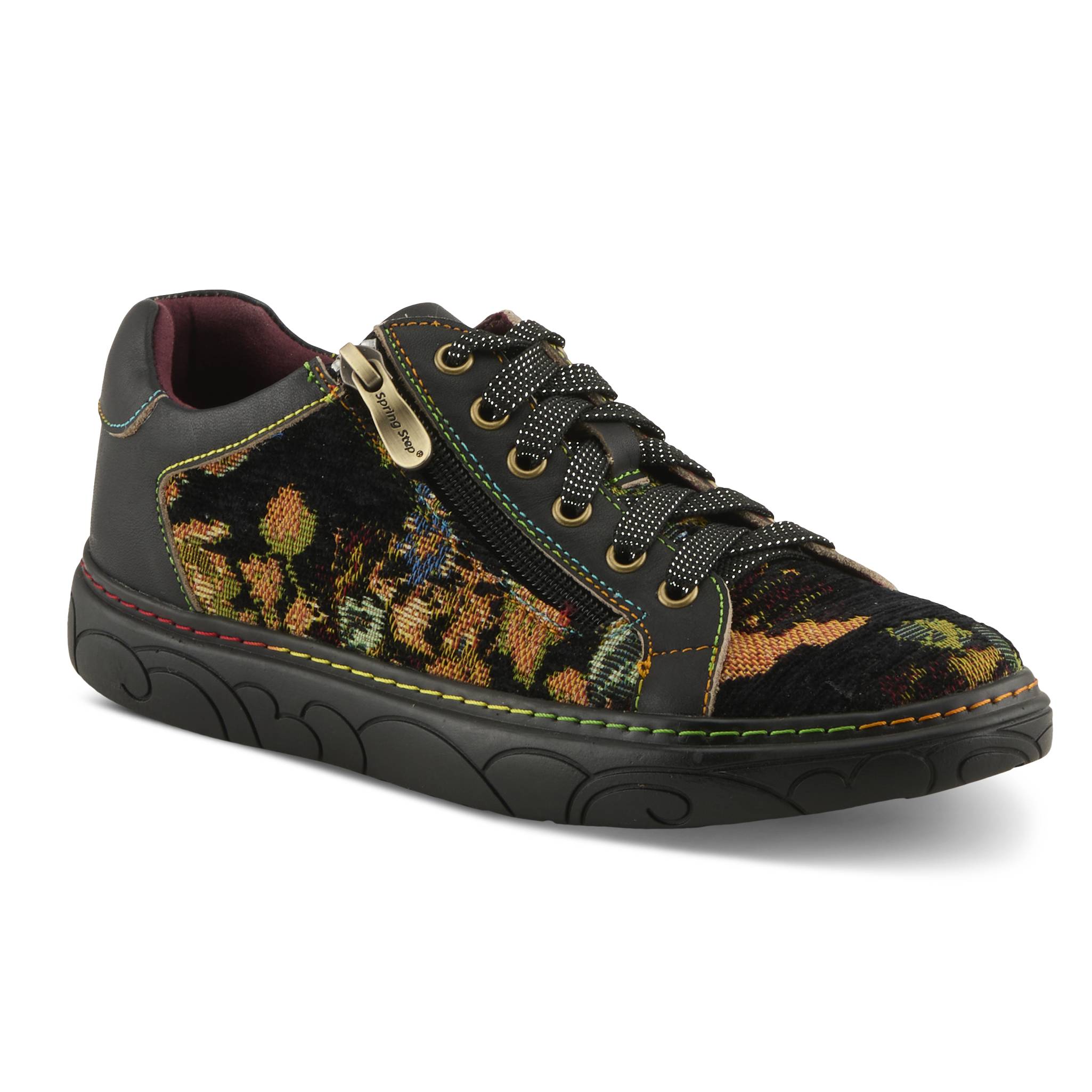 Spring Step® Handpainted Leather Sneakers, Zip Closure, Supportive Sole - Northstyle Catalog