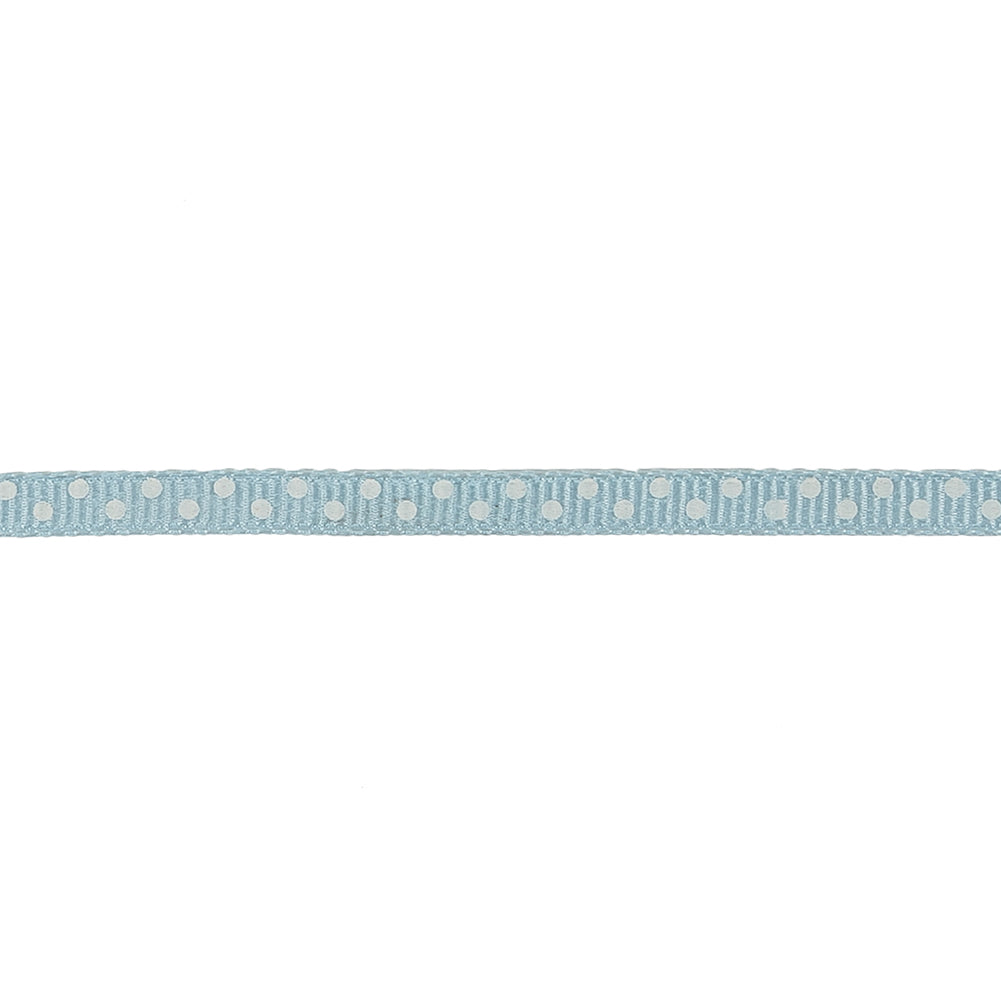 Winter Sky and White Polka Dots Grosgrain Ribbon - 0.25