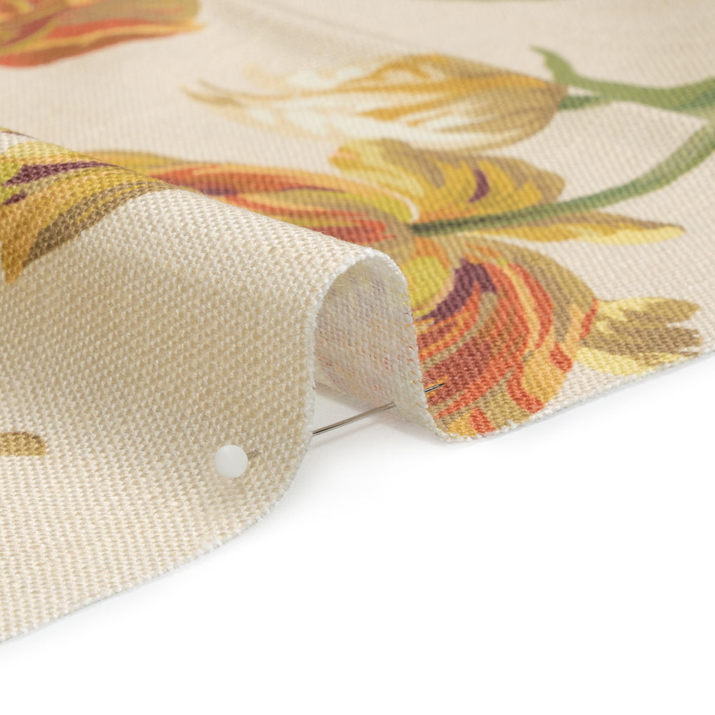 Viscose and Linen Drapery Woven Print - Gold Painting Flowers - British Imported - Joann Fabrics