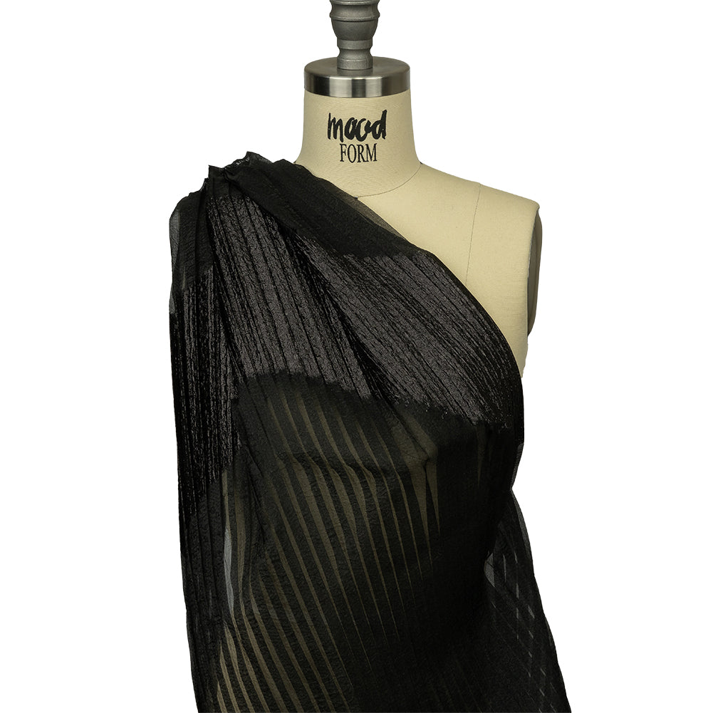 Metallic Black Waves Pleated Luxury Burnout Brocade - Joann Fabrics
