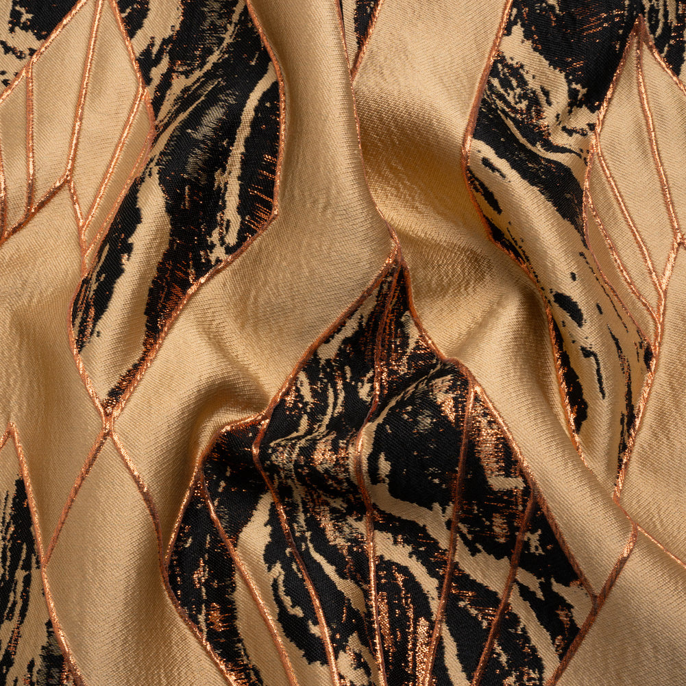 Metallic Copper, Beige and Black Diamond Dreams Luxury Brocade - Joann Fabrics