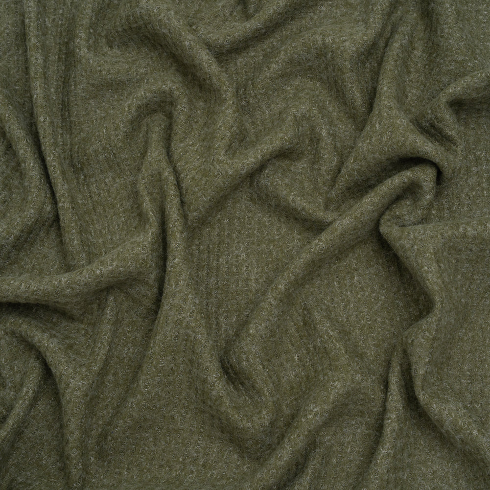 Brushed Stretch Rayon and Polyester Waffle Sweater Knit - Heathered Moss Green - Deadstock - Joann Fabrics