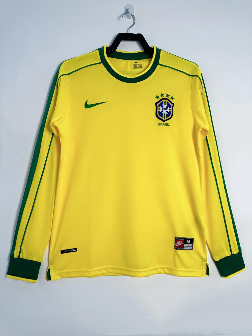 1998 Retro Long Sleeve Brazil Soccer Jersey Home 1:1 Thai Quality