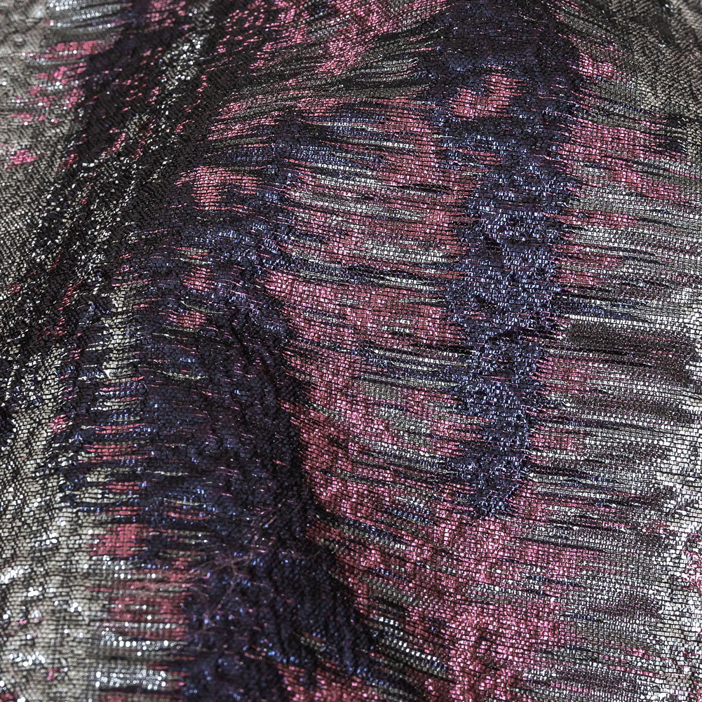 Metallic Aubergine, Silver and Rose Painterly Stripes Luxury Brocade - Joann Fabrics