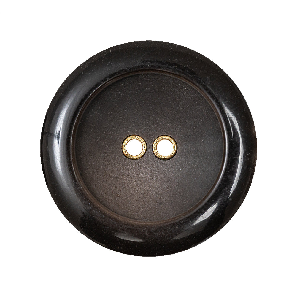 Brown with Gold Inset Two-Hole Saucer Button - 44L/28mm - Joann Fabrics