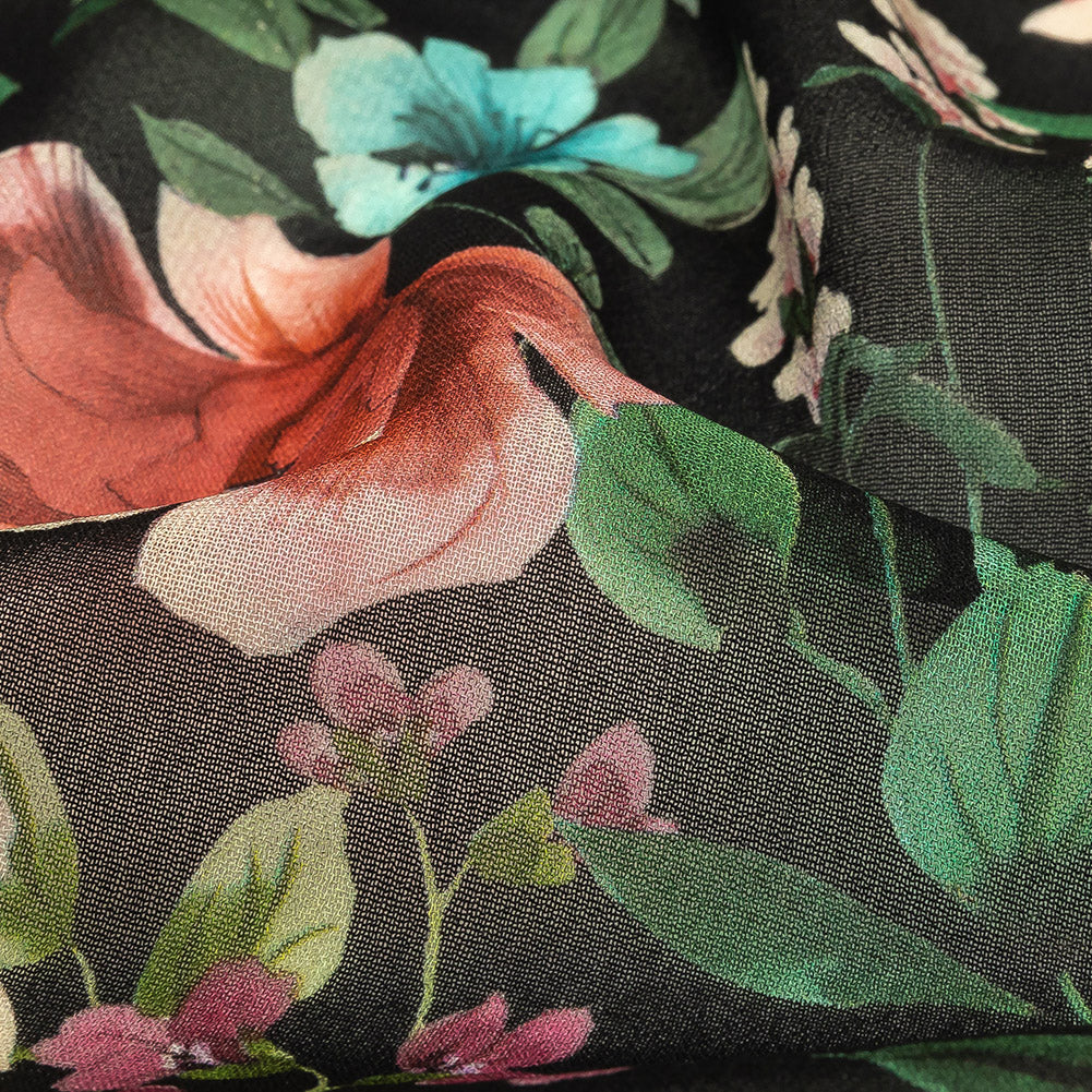 Mood Exclusive Black O'Keefe's Orchids Viscose Georgette - Joann Fabrics