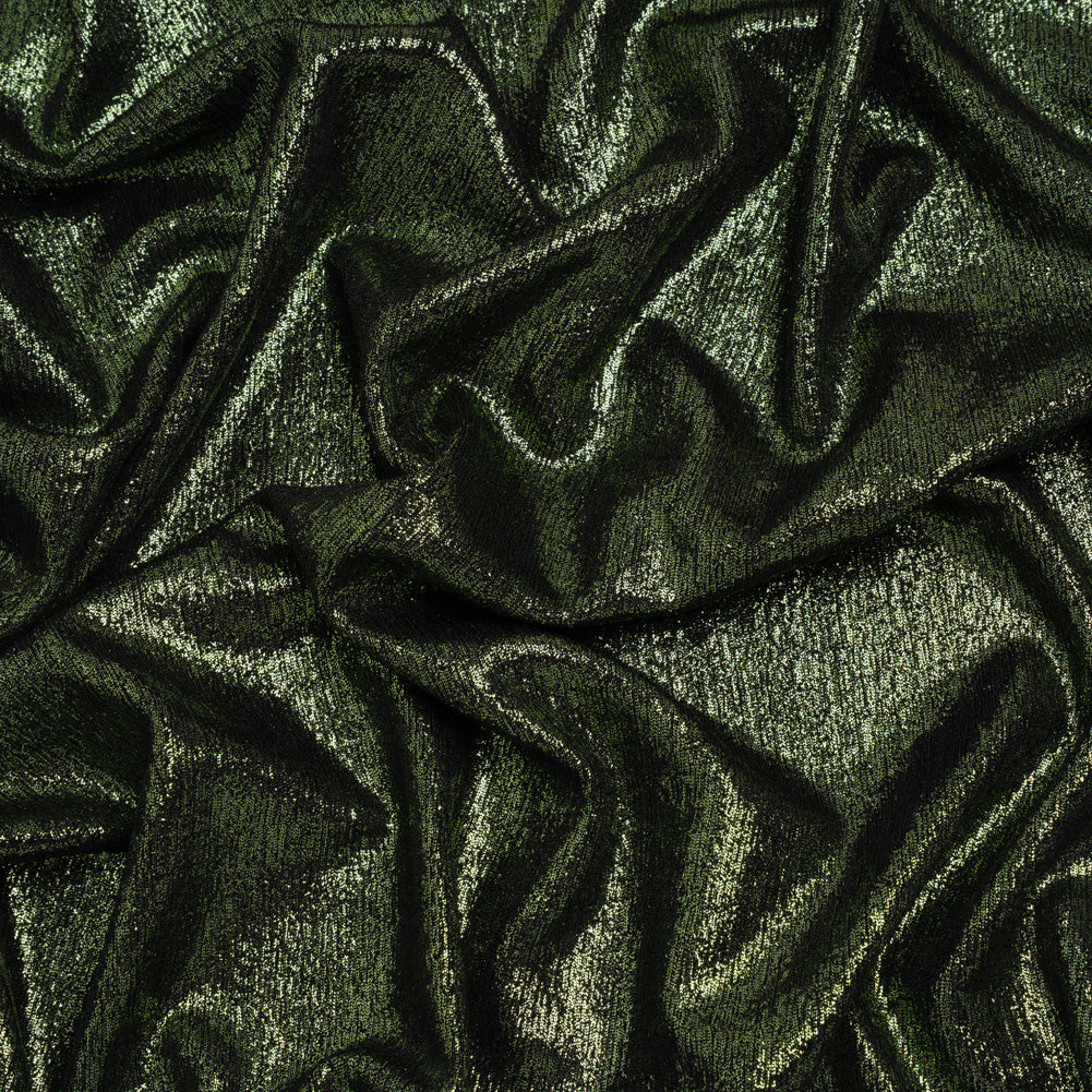 Metallic Foiled Uneven Stretch Rib Knit - Green on Black - Estelle Collection - Joann Fabrics