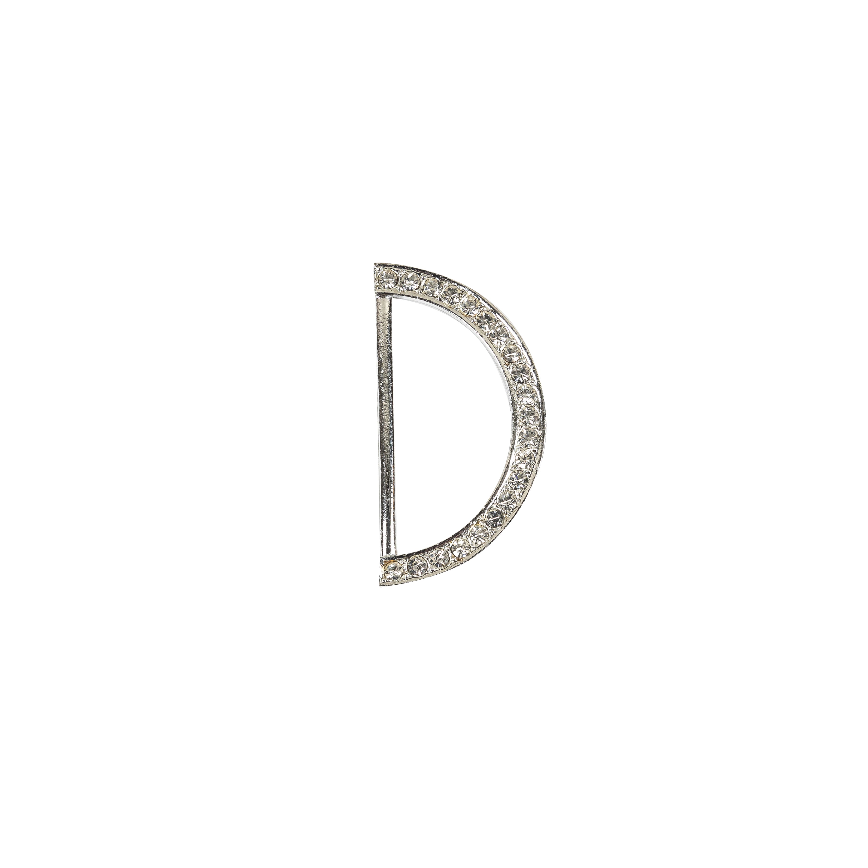 Vintage Rhinestone and Silver Half-Circle D-Ring - 2.5