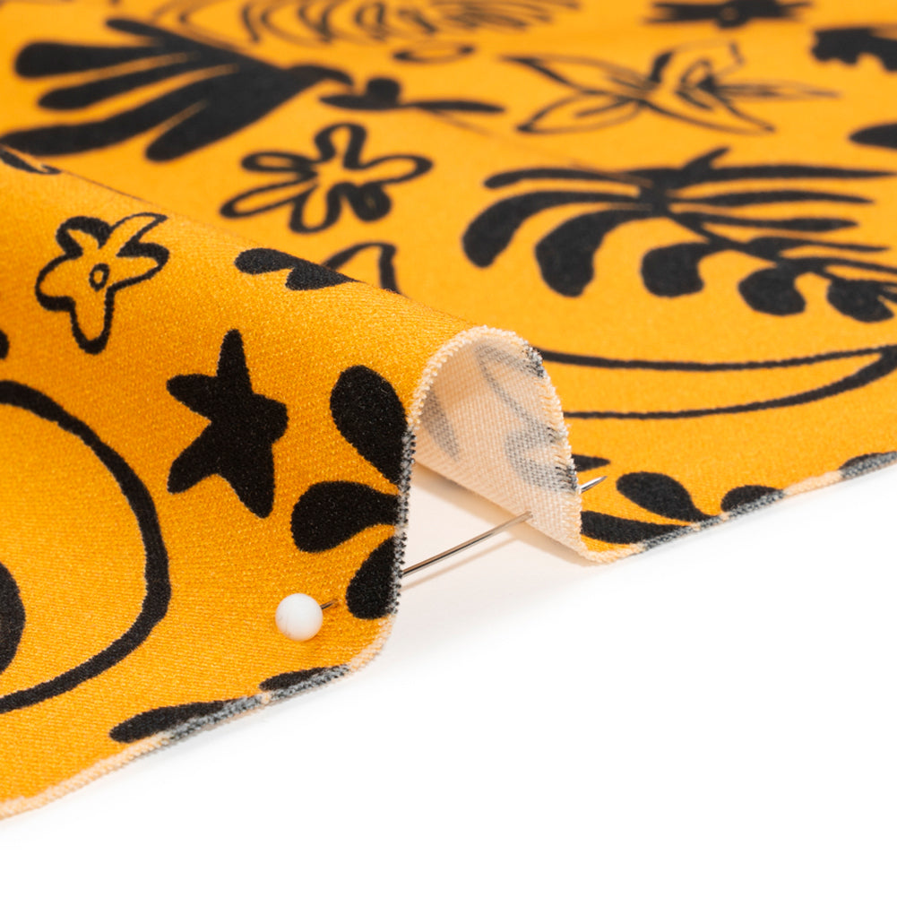 Stretch Cotton Twill Print - Yellow and Black Simple Doodles - Mood Exclusive Twin Flame - Joann Fabrics