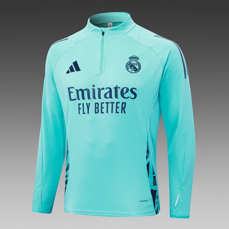 2024/2025 Real Madrid Light Green Half-Pull Training Suit Football Shirt 1:1 Thai Quality Set