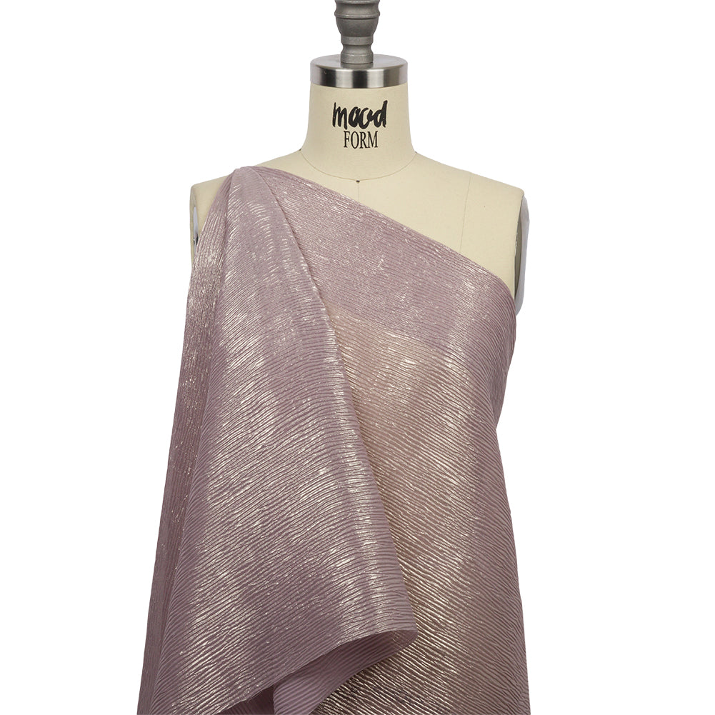 Polyester Chiffon Plisse with All-Over Foil - Mauve and Gold - Honey Collection - Joann Fabrics